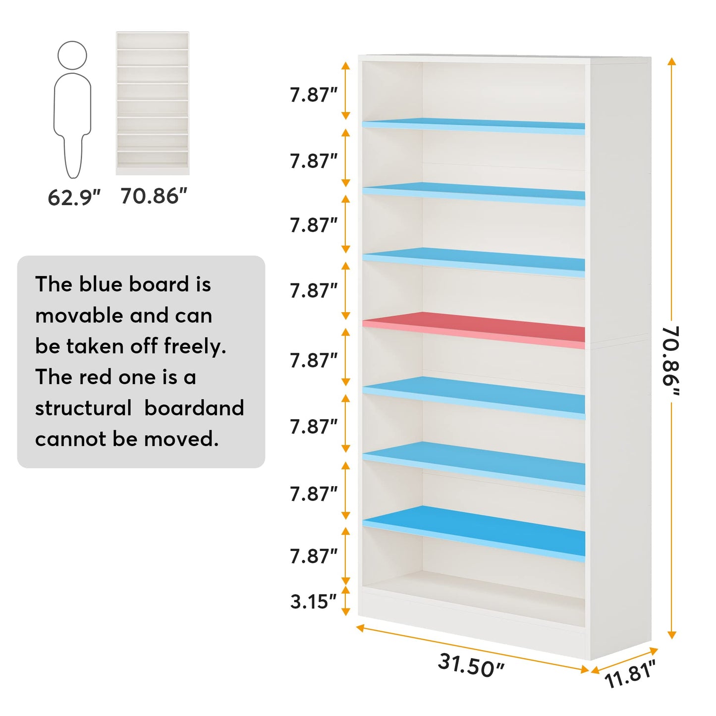 Tribesigns Shoe Cabinet, 9 Tiers 40-45 Pairs Heavy Duty Wood Freestanding Shoe Storage Cabinet, 70.8'' Tall Shoe Cabinet with Open Storage for Entryway, White