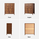 XUZENEST 4 Drawer Double Dressers for Bedroom with Waveform Fluted Panel Design, Modern Wide Chest of Drawers,Wood Storage Dresser Chest of Drawers for Bedroom Living Room Hallway Closet,Walnut 2 Sets XUZENEST