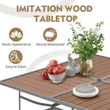 EROMMY 9-Piece Outdoor Dining Set, 8 Swivel Wicker Chairs with Thick Cushions & Wood-Like Dining Table with Umbrella Hole, Patio Furniture Set for Porch, Garden, Backyard, Poolside, Deck, Grey EROMMY