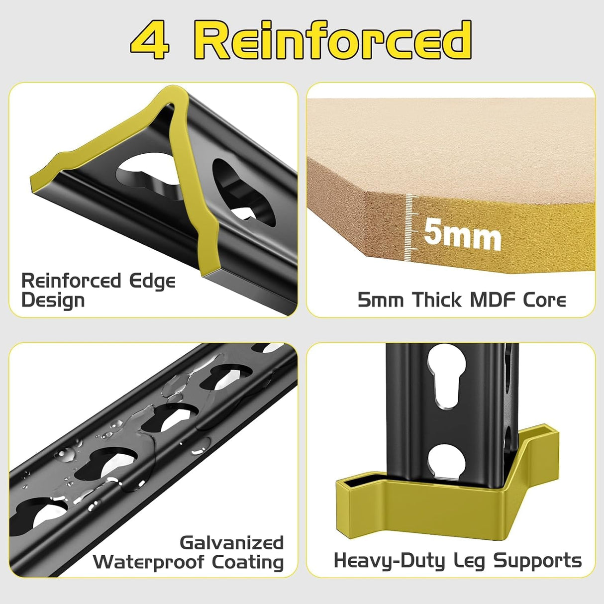 TigerParty 2050LBS Heavy Duty Garage Shelving, 5-Tier Adjustable Storage Shelves, Metal Shelving Unit and Storage Rack for Pantry, Basement, Warehouse, 72" H x 36" W x 16" D, MDF Borad TigerParty