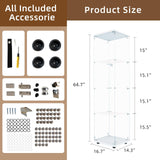 GDJAASJI Display Cabinet with Glass Door and Lock, 4-Shelf Fast Installation Curio Cabinets with 5mm Tempered Glass Floor Standing Bookshelf for Bedroom, Living Room (64" Hx 16.7" W x 14.3" D, White) GDJAASJI