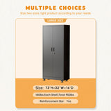 Greenvelly 73" Metal Garage Storage Cabinet with Wheels, Black Lockable Metal Cabinet with 2 Doors and 4 Adjustable Shelves, Rolling Steel Tool Organization for Garage, Home, Office, School Greenvelly