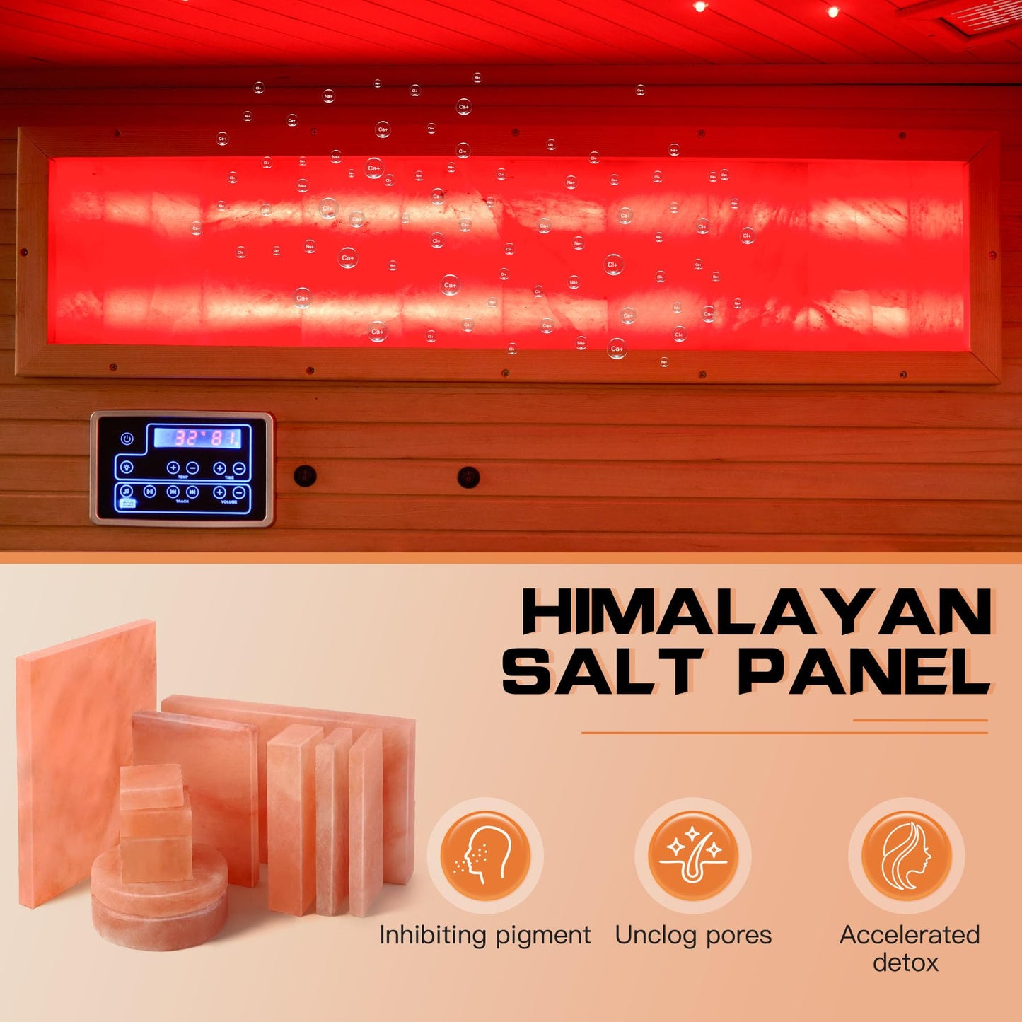 BNEHS Infrared Saunas, 2-3 Person Home Sauna with Himalayan Salt Panel & Rapid Warming System &, Original Corner Sauna with Canadian Hemlock & Tempered Glass, 220V, 15 Amps - WoodArtSupply