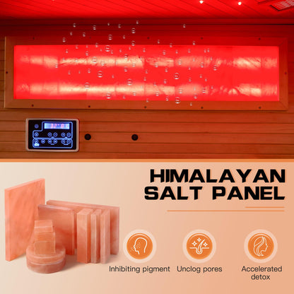 BNEHS Infrared Saunas, 2-3 Person Home Sauna with Himalayan Salt Panel & Rapid Warming System &, Original Corner Sauna with Canadian Hemlock & Tempered Glass, 220V, 15 Amps - WoodArtSupply