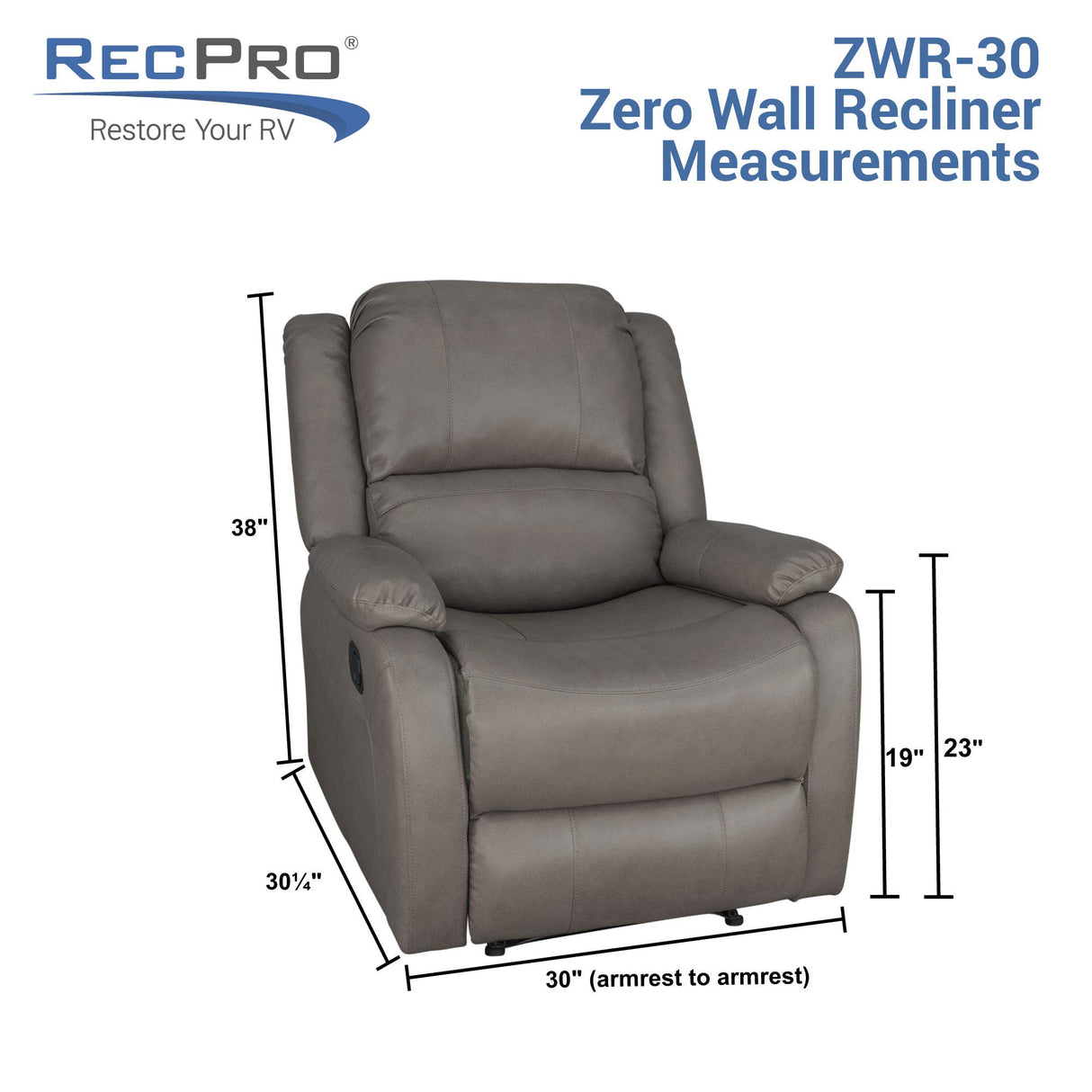 RecPro Charles Collection | 30" Zero Wall Wall Hugger Recliner | RV Living Room (Slideout) Chair | Toffee, 1-Pack RecPro