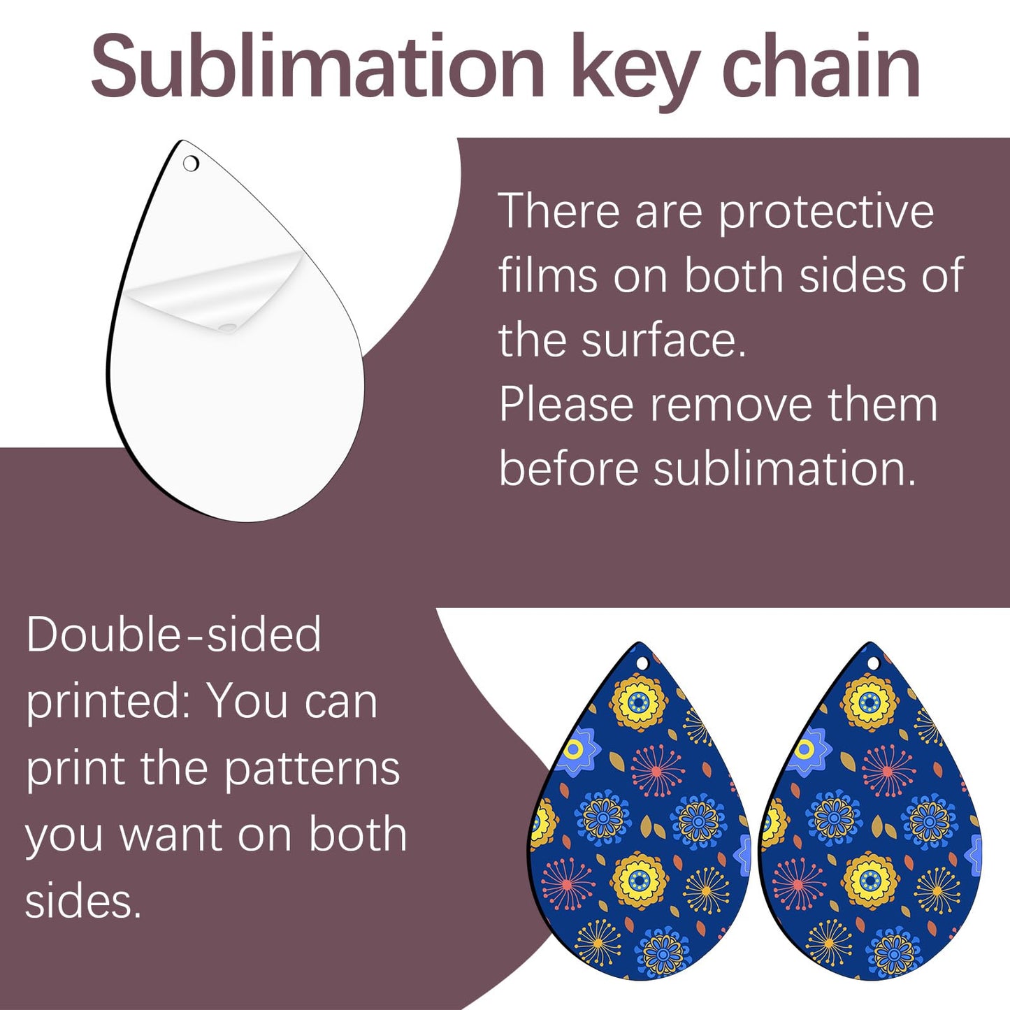 200 pcs Sublimation Earring Teardrop Blanks Bulk Double-Sided MDF Wood Blank Sublimation Earring for Sublimation White Tear Drop Earrings for DIY Craft