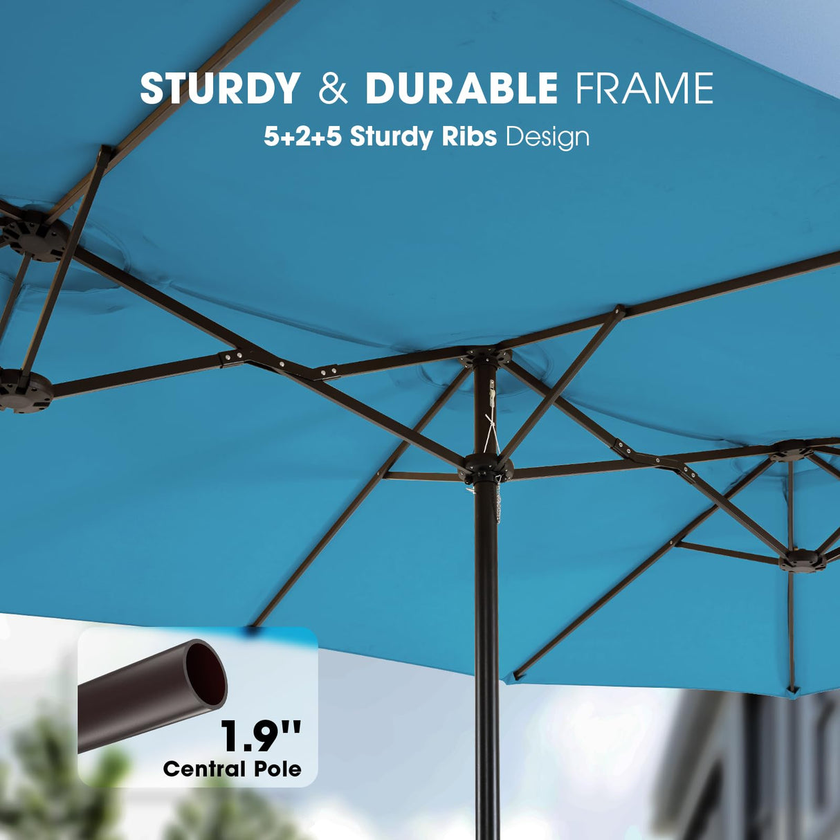 wikiwiki 15ft Large Patio Umbrellas with Base Included, Outdoor Double-Sided Umbrella with Crank Handle, Powerful UV Protective, for Pool Lawn Garden, Royal Blue wikiwiki