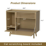 Halitaa Cat Litter Box Enclosure,Mid-Century Modern Hidden Litter Box Furniture with Cat Scratch Pad,Flip-Down Opening Litter Box Cabinet Cat Washroom End Table,Natural Halitaa