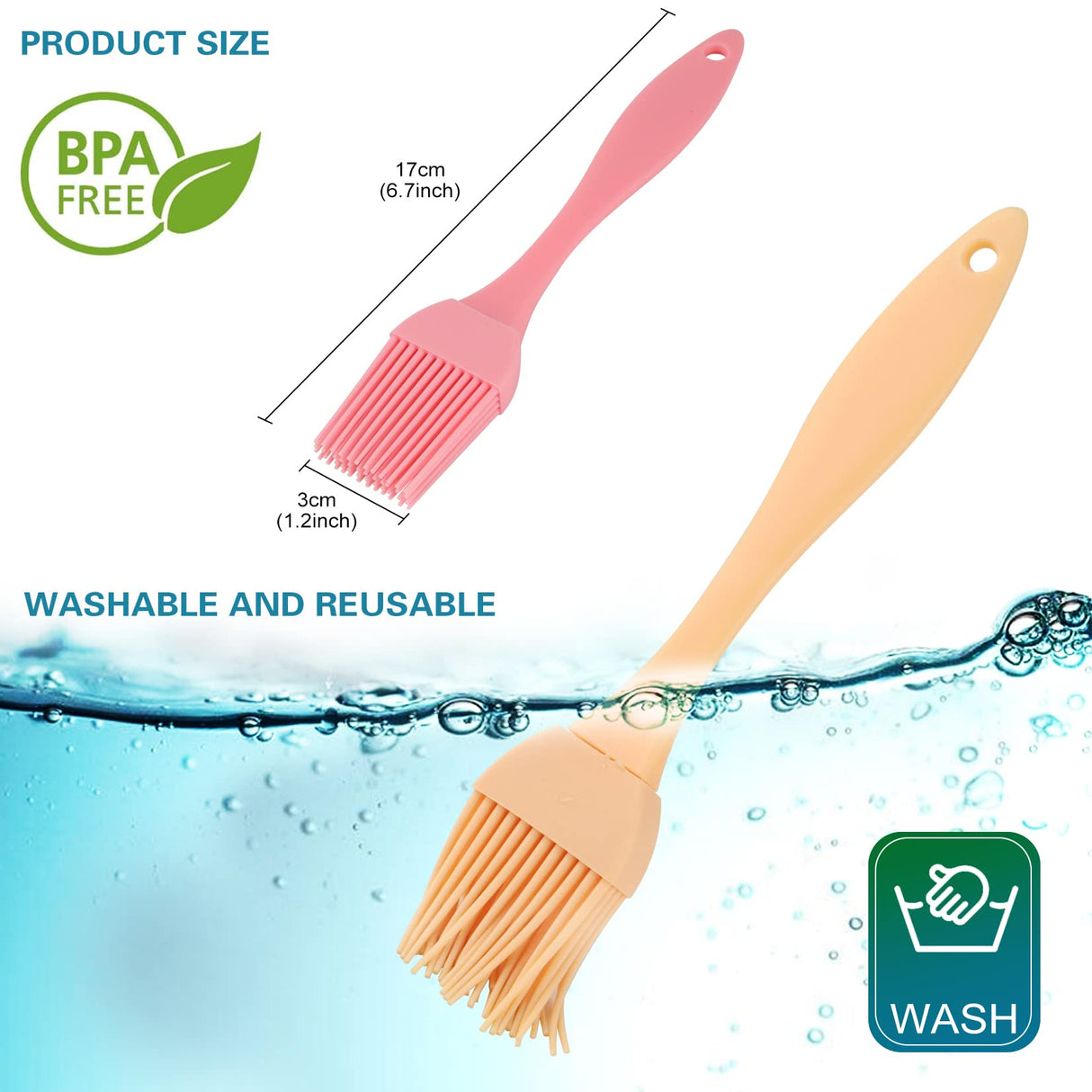 16 Pcs Silicone Basting Pastry Brush - Cooking Brush for Oil Sauce Butter Marinades, Food Brushes for BBQ Grill Kitchen Baking, Baster Brushes Baste Pastries Cakes Meat Desserts SEOMINSOO