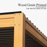 Domi Louvered Pergola 10x13FT, Outdoor Wood Grain Pergola Aluminum Frame with Adjustable Rainproof Metal Roof, Permanent Sun Shade with Drainage System for Deck Garden Yard domi outdoor living