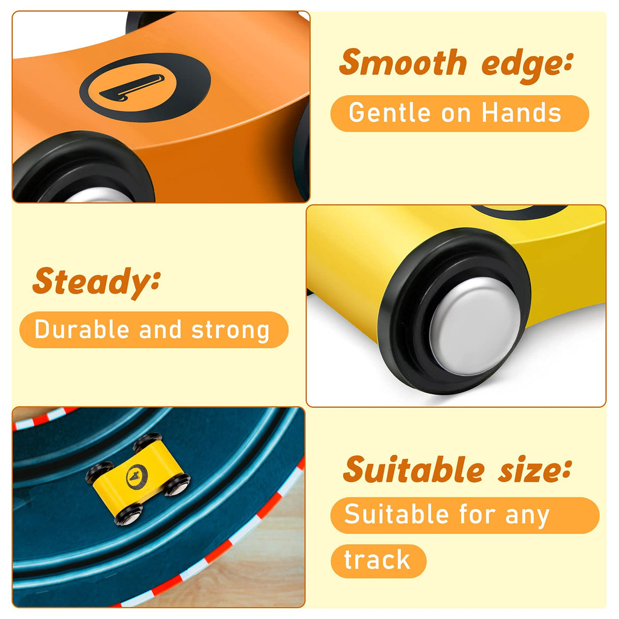 4 Pieces Wooden Car Ramp Race Track Toys for Aged 1 2 3, Christmas Party Present Wooden Car Ramp Racer Mini Cars Play Set Replacement Cars, 4 Pieces Zhanmai