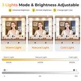 DICTAC Farmhouse Makeup Vanity Desk with Mirror and Lights, Large Vanity Table with Charging Station, 43'' Bedroom Dressing Table with 6 Drawers & 2 DICTAC