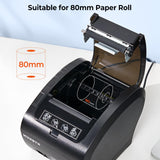 MUNBYN Bluetooth Thermal Receipt Printer P047, 80mm POS Printer, Thermal Printer with USB Serial Ethernet, Bluetooth, Support Android Windows PC (Do Not Support iOS Paypal Doordash Grubhub Vagaro) MUNBYN