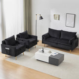 Furnimart 2-Seater Storage Loveseat for Small Spaces, 62“ Corduroy Couch with Removable Cushion Cover and Metal Leg for Bedroom, Apartment, Tiny Homes and Lofts, Black Furnimart