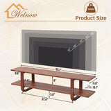 Welnow Bamboo TV Stand for Up to 65 Inch, Mid Century Modern Entertainment Center with 2-Tier Open Shelves, Storage Media Console Table for Living Room, Bedroom, Walnut Welnow