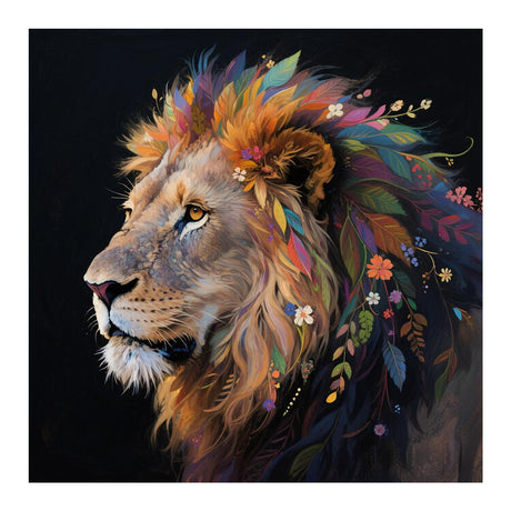 Lion 5D Diamond Painting Kit for Adults，Lion with Colorful Mane Full Drill DIY Round Gem Art Diamond Art Kits Painting Crafts Ideal for Beginners and Home Wall Decor 12X12inch PUSHPIN PAINTING