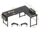 ODK L Shaped Desk, 57.5" Computer Gaming Desks, Home Office Writing Table with Monitor Shelf, Space-Saving Modern Corner Workstation, Easy to Assemble, Black ODK