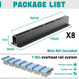 EVERHANGER Ceiling Storage Rack, Heavy Duty Overhead Storage Rack for Garage, Adjustable Ceiling Bin Storage System, 8 Sets for 7 Bins, 16 Inch EVERHANGER