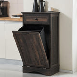 AHB 13 Gallons Tilt Out Trash Cabinet Free Standing Kitchen Trash Cabinet Recycling Garbage Cabinet with Hideaway Drawer Pet Proof Trash Can Holder for Kitchen Living Room, Rustic Brown AHB