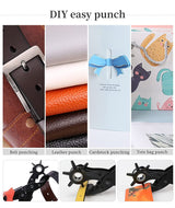 Leather Hole Punch, Belt Hole Puncher for Leather, Revolving Punch Plier Kit, Leathers Puncher Plier for Belts, Watches, Handbags, Punch Tool Diameter: 4.5/4 /3.5/3/2.5/2mm. WDDBHSKN