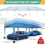 COBIZI 10x30 Canopy Party Tent with 8 Walls 10x30 Pop Up Tent for Parties Waterproof UPF 50+ Outdoor Commercial Event Tent for Party Backyard Gazebo Canopy with Sidewalls & Sandbags(Blue,10x30ft COBIZI