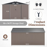 Goplus 10 x 14 FT Outdoor Storage Shed, Large Garden Tool House w/Improved Windproof Metal Structure, 4 Vents, Lockable Door, Waterproof Utility Tool Organizer for Backyard, Lawn, Patio Goplus