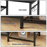 YGEOMER Black TV Stand Entertainment Center for 55 Inch TVs, with Charging Station and Lights Open Storage Shelves, TV Media Console, Open Storage Shelf with Sound Rack for Living Room, Bedroom YGEOMER