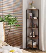 VIMBER 5-Tier Bookshelf with Anti-Fall Baffle, Tall Bookcase for Books, Garage Kit, CDs, Movies, Industrial Standing Bookshelves Storage Organizer for Bedroom Office Living Room USSJ001F VIMBER