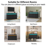 Gyfimoie 6 Drawer Dresser with Power Outlet, Black Dresser with LED Light, Modern Chest of Drawers for Closet, Double Wide Drawer Organizer Cabinet for Bedroom, Living Room, Entryway, Hallway (Black) Gyfimoie