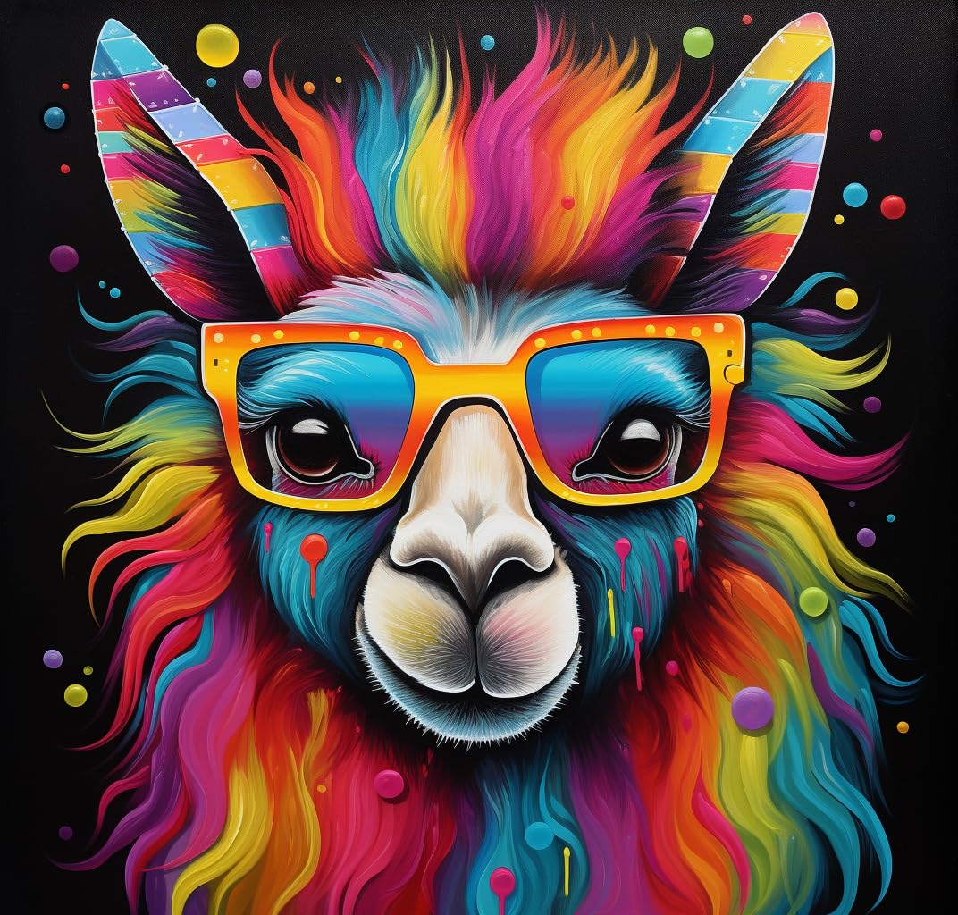Generic Rainbow Llama 5D Diamond Paint for Adults Full Drill Round Diamond Art Painting by Number Kits for Beginners Gems Cross Stitch for Wall Decor 13.8x13.8inch(7) WoodArtSupply