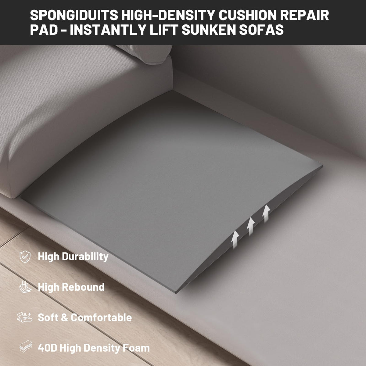 Spongiduits Couch Cushion Support for Sagging Seat - 20" x 20" High-Density Curved Foam Sofa Cushion Support Board, Couch Supporter for Under The Cushions, Grey Set of 3 Spongiduits