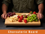 Bamboo Wood Cutting Boards for Kitchen, 1" Thick Charcuterie Boards, Butcher Block with Juice Grooves & Handles Allsum