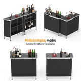 VINGLI 39" Portable Bar Table, 3-Tier Shelves, Mobile Bar Table for Events, Party, Camping, Picnic, Tradeshow, Indoor with Black Skirt(1 Pack) (2, 39") VINGLI