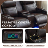 Neptane Power Reclining Sofa Set with Adjustable Headrest, Home Theater Seating with LED Light/Armrest Storage/USB&Type-C, Power Reclining Sofa and Loveseat Set for RV Sofa Furniture Neptane