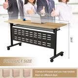 Conference Room Table, 14FT Large Folding Conference Table for 10-18 People, Training Tables with Caster Wheels, Business Style Wooden Meeting Seminar Table with Strong Metal Frame, Flip Top Junpllvic