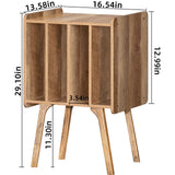 LELELINKY Record Player Stand,Vinyl Record Storage Table with 4 Cabinet Up to 100 Albums,Mid-Century Modern Turntable Stand with Wood Legs,Oak Grey Vinyl Holder Display Shelf for Bedroom Living Room LELELINKY