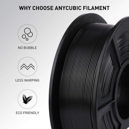 ANYCUBIC 3D Printer Filament PLA 1.75mm, FDM Printer Filament 1kg Spool (2.2 lbs), Dimensional Accuracy +/- 0.02 mm (1kg, Black) - WoodArtSupply