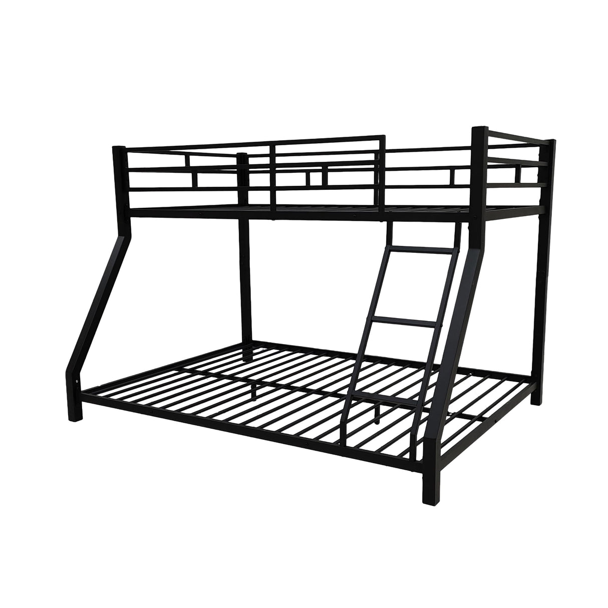 EMKK Twin Over Full Bunk Bed for Adults, Metal Bunk Beds Twin Over Full Size for Teens Dorm Bedroom Guest Room,Heavy Duty Bunk Beds with Ladder and Safety Full Length Guardrail (Black G) EMKK