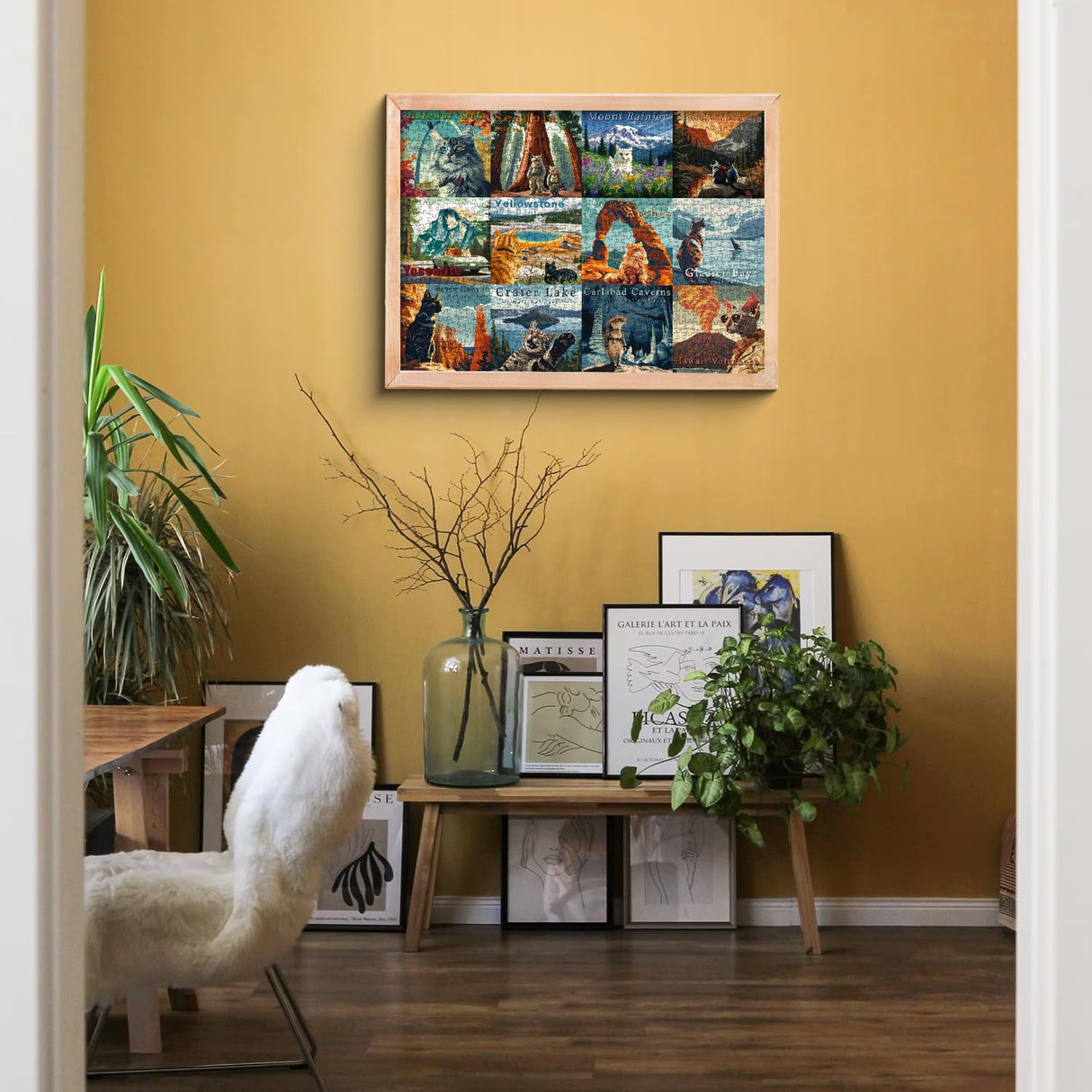 Cat Puzzles for Adults 1000 Pieces and up, National Parks Puzzle Series Kitty Travels Yellowstone Glacier, PICKFORU Funny Cat Jigsaw Puzzles as Home Decor PICKFORU