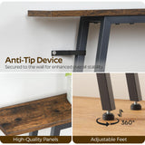 YATINEY 70.9" Console Table with Power Outlets, Sofa Tables Narrow Long, Industrial Behind Couch Table, for Hallway, Entryway, Living Room, Rustic Brown and Black CT185UBR YATINEY