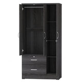 Better Home Products Symphony Wardrobe Armoire Closet with Two Drawers in Gray Better Home Products