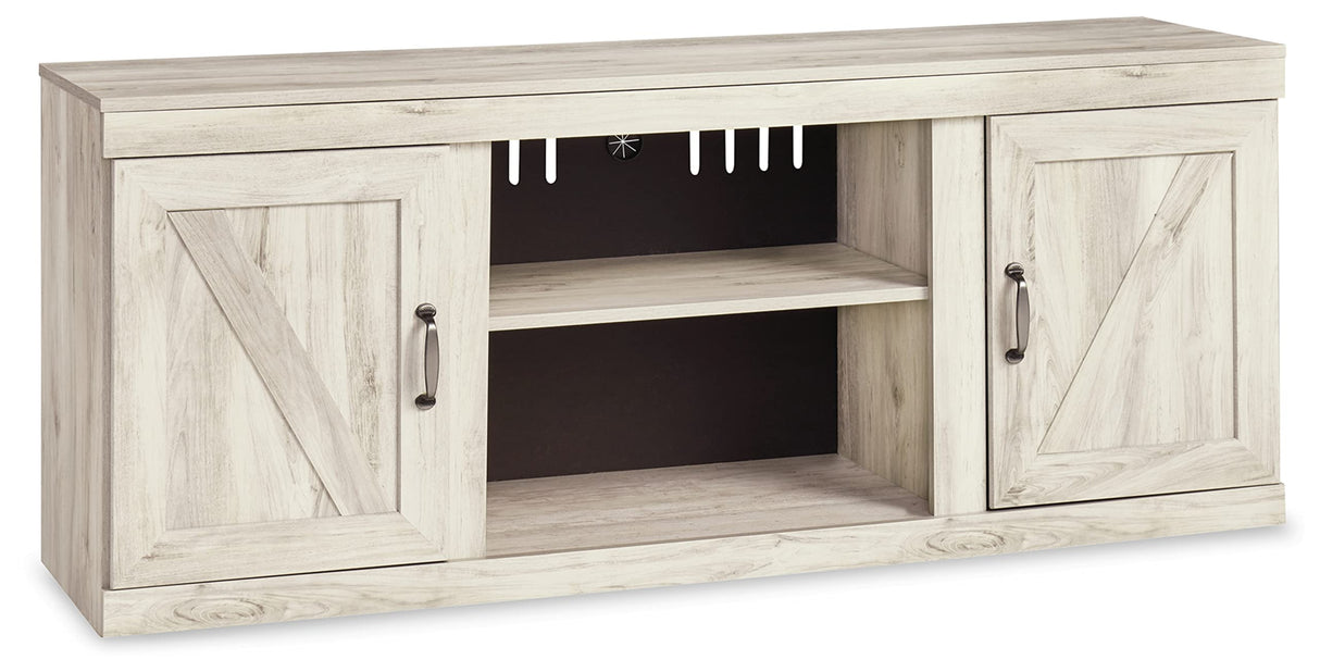 Signature Design by Ashley Bellaby Farmhouse Large TV Stand up to 60" with 3 Adjustable Shelves and Fireplace Option, White Signature Design by Ashley