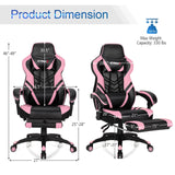 GYMAX Gaming Chair, Ergonomic Computer Chair with Footrest, Linkage Armrests & Lumbar Cushion, Big Wide High Back Video Gaming Chair, Reclining Office Rolling Chair for Adult/Teens (Pink) GYMAX
