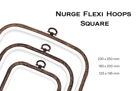 Nurge 3 Piece Embroidery Hoop Set Imitated Wood Display Frame, Plastic Cross Stitch Hoop, Rubber Embroidery Frame (Square Set, 3 Pcs Size Set) Nurge