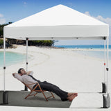 8 * 8FT Pop Up Canopy Tent for One Person Setup,Instant Portable Commercial Canopy Tent,Outdoor Easy Up Tent w/1-Button Push,Wheeled Bag,4 Sandbags,Bonus 8 Stakes and 4 Ropes-White PhoenixCrest