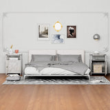 HOSEOKA Farmhouse Nightstand with Charging Station, Grayish White End Table Bedroom with Storage Living Room Side Table Beige Night Stand Industrial Bedside Bed Table with USB Ports and Outlets HOSEOKA