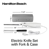 Hamilton Beach Electric Knife Set with Reciprocating Serrated Blades, Storage Case, Fork - For Carving Meats, Bread, Foam, More Hamilton Beach