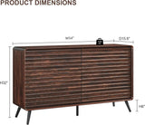 RedLemon 6 Drawers Dresser for Bedroom, 54'' Wide Mid Century Modern Wood Fluted Double Dresser, Chest of Drawers with Tapered Leg for Bedroom, Living Room, Hallway, Closet, Dark Walnut RedLemon