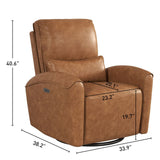 Bonzy Home Power Swivel Rocker Recliner Chair with USB Port, 23.2" Wide Seat, Fixed Lumbar Support, Upholstered Glider Chair for Nursery Living Room, Brown Bonzy Home