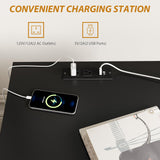 FOTOSOK Black Nightstand Set of 2, 26" H Night Stand Set 2 with Charging Station, Black Night Stand with USB Ports & Power Outlets, Silent Slides, End Side Table Bedside Table for Bedroom FOTOSOK